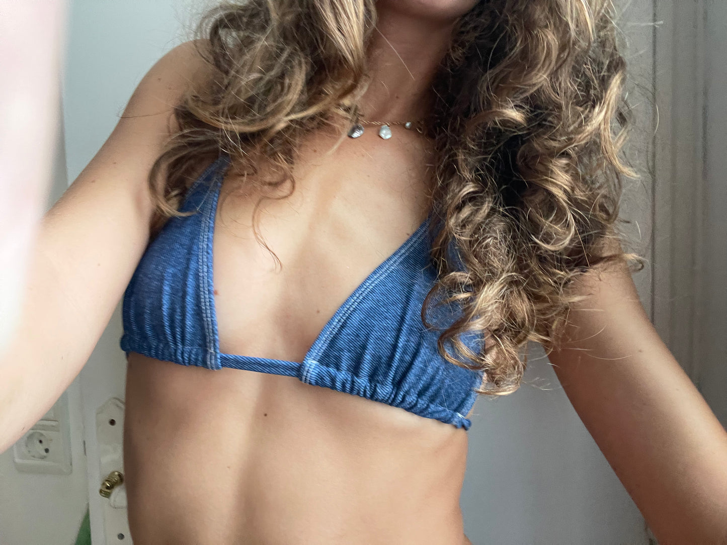 Blue jean triangle top
