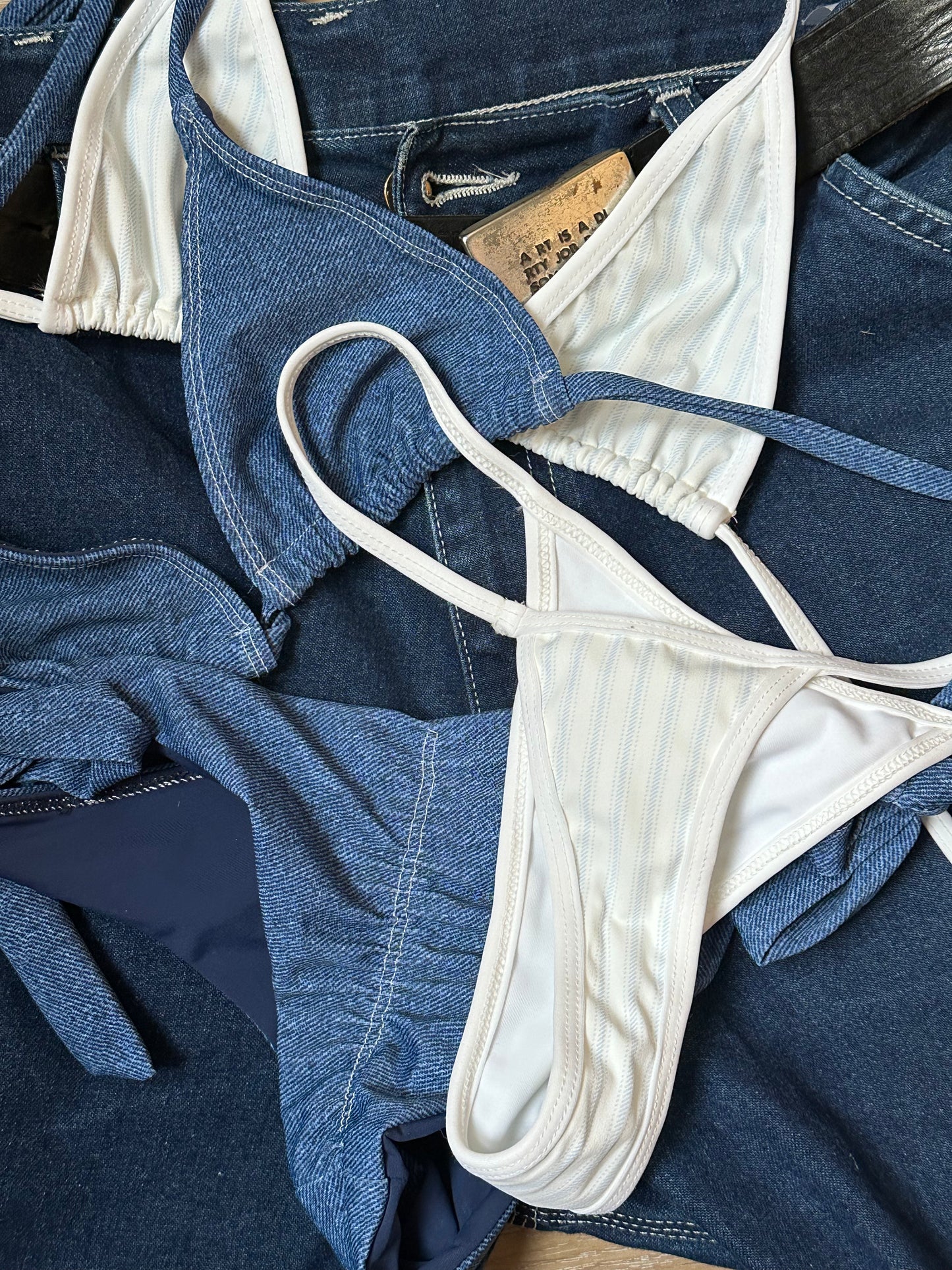 Blue jean triangle top